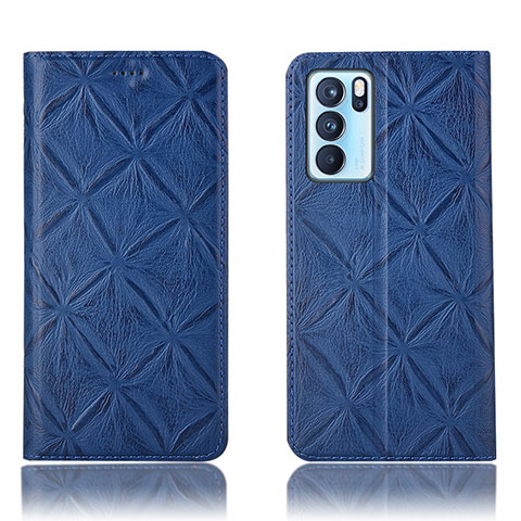 Funda de Cuero Cartera con Soporte Carcasa H19P para Oppo Reno6 Pro 5G India Azul