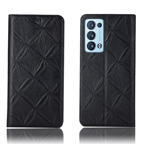 Funda de Cuero Cartera con Soporte Carcasa H19P para Oppo Reno6 Pro+ Plus 5G Negro