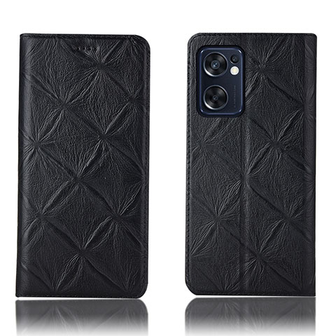 Funda de Cuero Cartera con Soporte Carcasa H19P para Oppo Reno7 SE 5G Negro