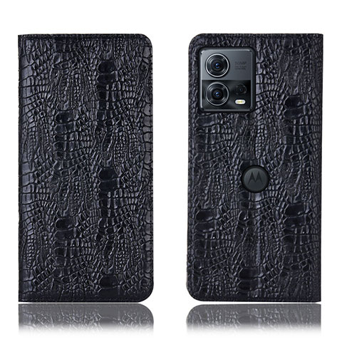 Funda de Cuero Cartera con Soporte Carcasa H20P para Motorola Moto Edge 30 Fusion 5G Negro