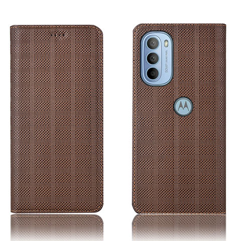 Funda de Cuero Cartera con Soporte Carcasa H20P para Motorola Moto G41 Marron