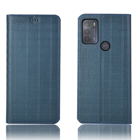 Funda de Cuero Cartera con Soporte Carcasa H20P para Motorola Moto G50 Azul