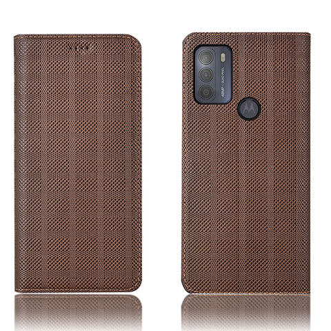 Funda de Cuero Cartera con Soporte Carcasa H20P para Motorola Moto G50 Marron