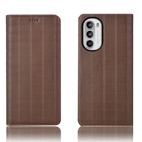 Funda de Cuero Cartera con Soporte Carcasa H20P para Motorola MOTO G52 Marron