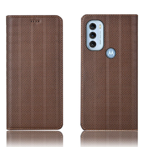 Funda de Cuero Cartera con Soporte Carcasa H20P para Motorola Moto G71 5G Marron