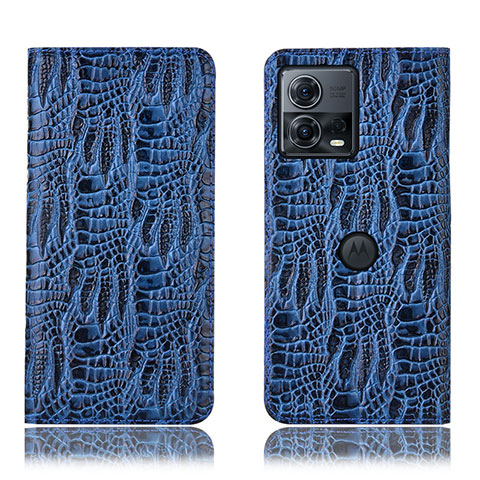 Funda de Cuero Cartera con Soporte Carcasa H20P para Motorola Moto S30 Pro 5G Azul