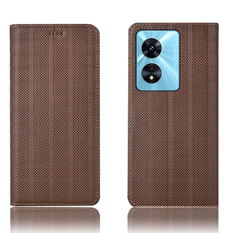 Funda de Cuero Cartera con Soporte Carcasa H20P para Oppo A1 5G Marron