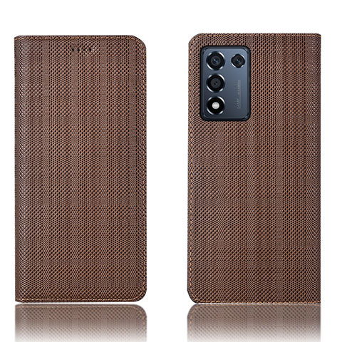 Funda de Cuero Cartera con Soporte Carcasa H20P para Realme Q3s 5G Marron