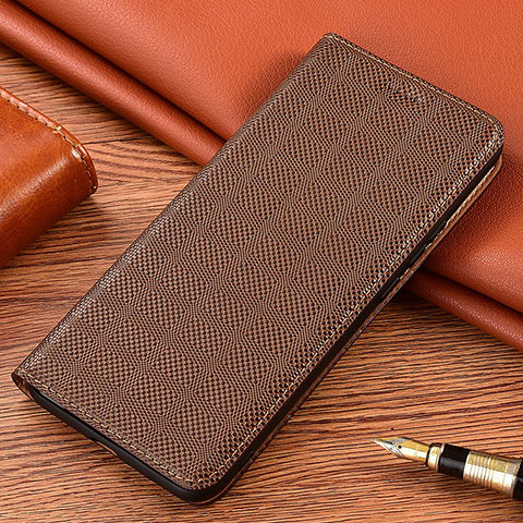 Funda de Cuero Cartera con Soporte Carcasa H20P para Vivo Y75s 5G Marron