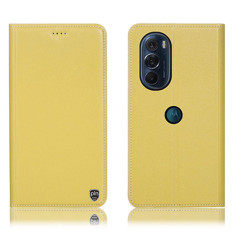 Funda de Cuero Cartera con Soporte Carcasa H21P para Motorola Moto Edge 30 Pro 5G Amarillo