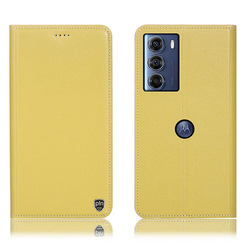 Funda de Cuero Cartera con Soporte Carcasa H21P para Motorola Moto Edge S30 5G Amarillo