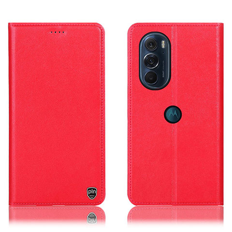 Funda de Cuero Cartera con Soporte Carcasa H21P para Motorola Moto Edge X30 5G Rojo