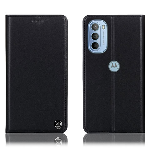 Funda de Cuero Cartera con Soporte Carcasa H21P para Motorola Moto G31 Negro