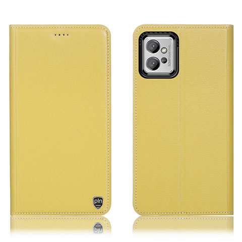 Funda de Cuero Cartera con Soporte Carcasa H21P para Motorola Moto G32 Amarillo