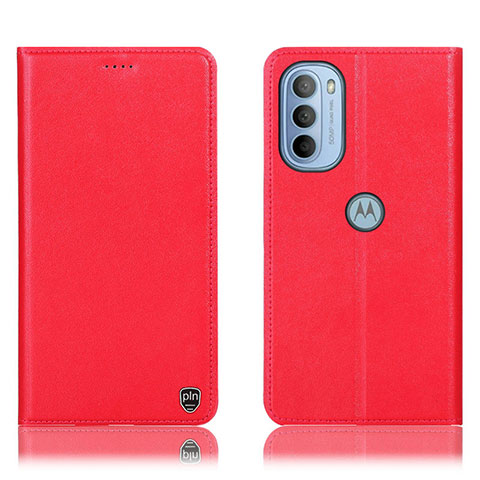 Funda de Cuero Cartera con Soporte Carcasa H21P para Motorola Moto G41 Rojo