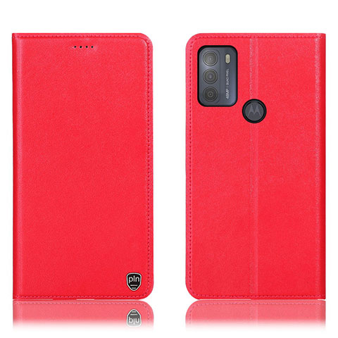 Funda de Cuero Cartera con Soporte Carcasa H21P para Motorola Moto G50 Rojo