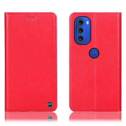 Funda de Cuero Cartera con Soporte Carcasa H21P para Motorola Moto G51 5G Rojo