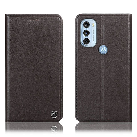 Funda de Cuero Cartera con Soporte Carcasa H21P para Motorola Moto G71 5G Marron