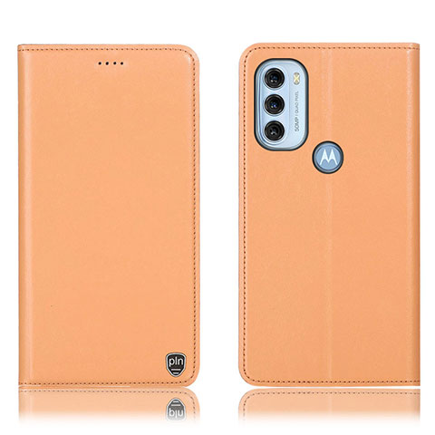 Funda de Cuero Cartera con Soporte Carcasa H21P para Motorola Moto G71 5G Naranja