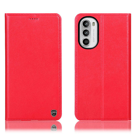 Funda de Cuero Cartera con Soporte Carcasa H21P para Motorola Moto G82 5G Rojo