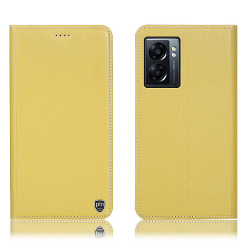 Funda de Cuero Cartera con Soporte Carcasa H21P para Oppo A56S 5G Amarillo