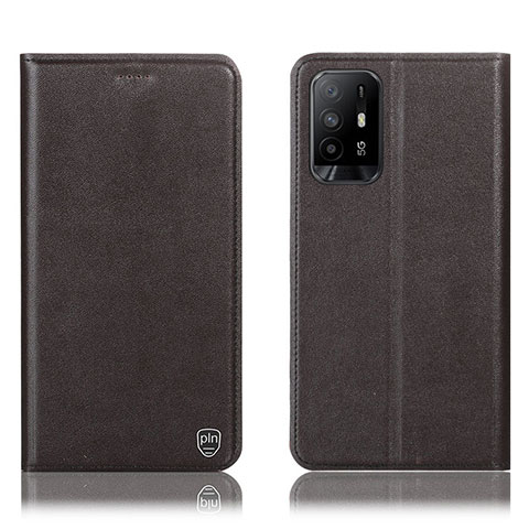 Funda de Cuero Cartera con Soporte Carcasa H21P para Oppo A94 5G Marron