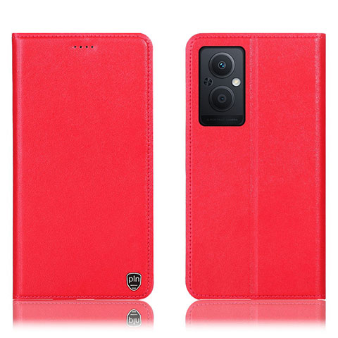 Funda de Cuero Cartera con Soporte Carcasa H21P para Oppo A96 5G Rojo