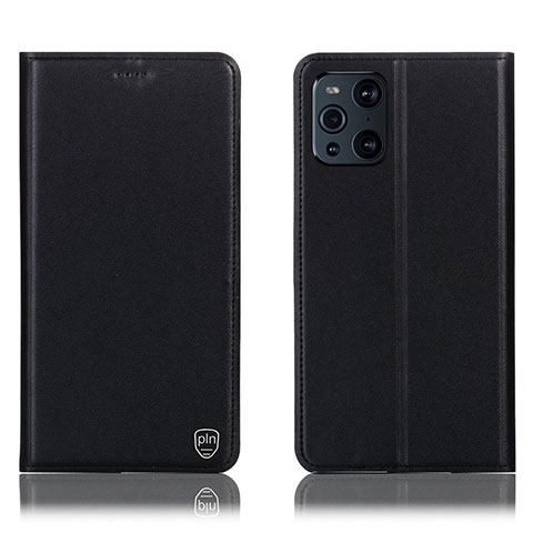 Funda de Cuero Cartera con Soporte Carcasa H21P para Oppo Find X3 5G Negro