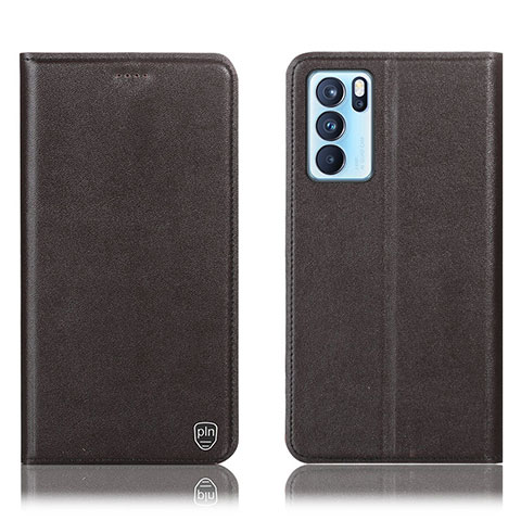 Funda de Cuero Cartera con Soporte Carcasa H21P para Oppo Reno6 Pro 5G India Marron