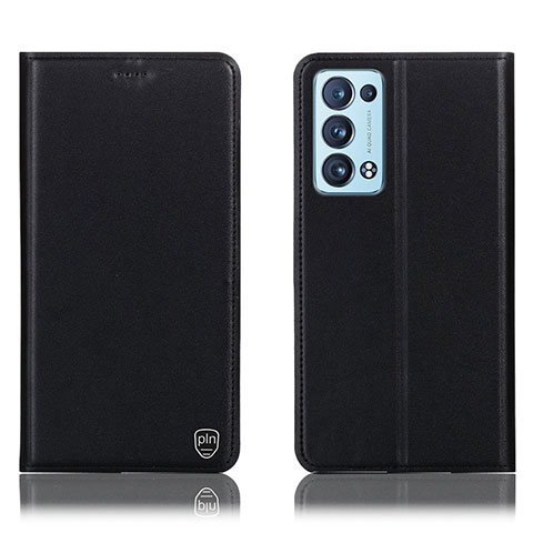 Funda de Cuero Cartera con Soporte Carcasa H21P para Oppo Reno6 Pro 5G Negro