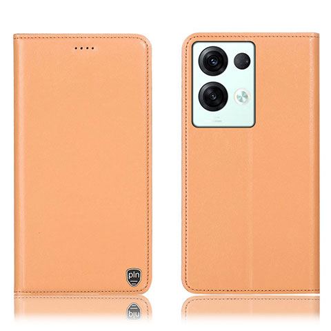 Funda de Cuero Cartera con Soporte Carcasa H21P para Oppo Reno9 Pro+ Plus 5G Naranja