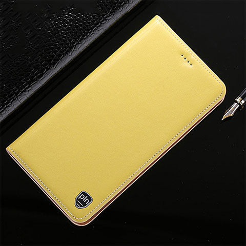 Funda de Cuero Cartera con Soporte Carcasa H21P para Xiaomi Redmi Note 9S Amarillo