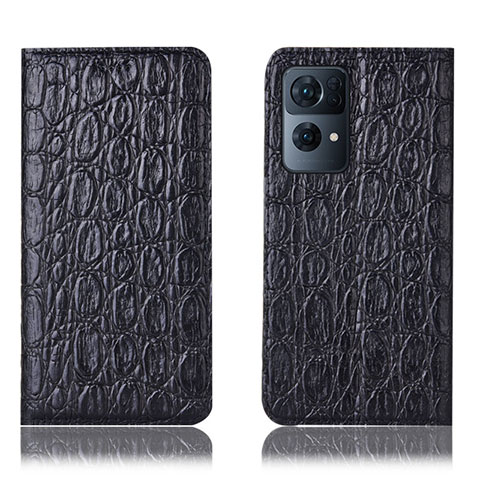 Funda de Cuero Cartera con Soporte Carcasa H22P para Oppo Reno7 Pro 5G Negro