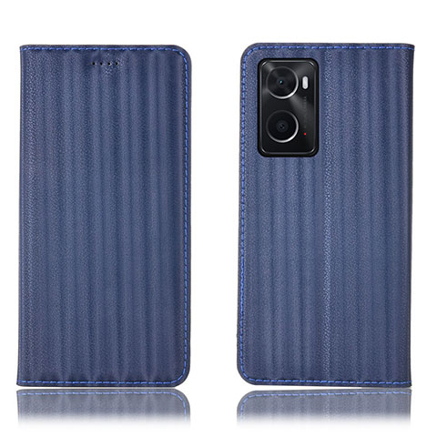 Funda de Cuero Cartera con Soporte Carcasa H23P para Oppo A36 Azul