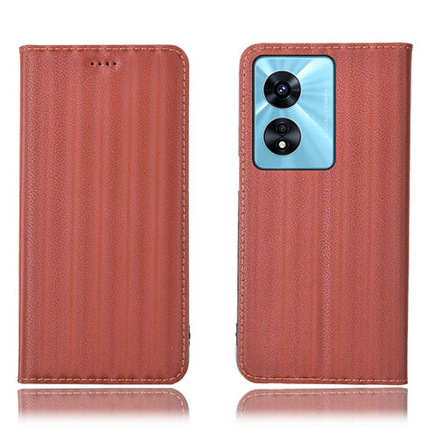 Funda de Cuero Cartera con Soporte Carcasa H23P para Oppo A58x 5G Marron