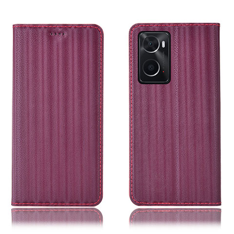 Funda de Cuero Cartera con Soporte Carcasa H23P para Oppo A76 Rojo Rosa