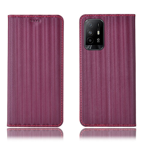 Funda de Cuero Cartera con Soporte Carcasa H23P para Oppo A95 5G Rojo Rosa