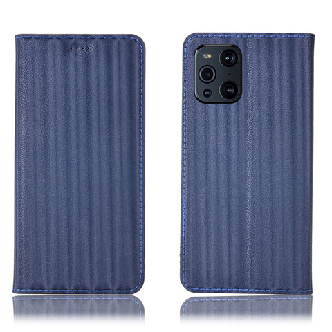 Funda de Cuero Cartera con Soporte Carcasa H23P para Oppo Find X3 5G Azul