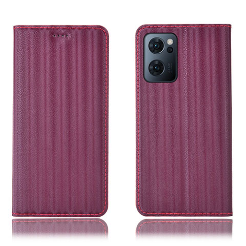 Funda de Cuero Cartera con Soporte Carcasa H23P para Oppo Find X5 Lite 5G Rojo Rosa