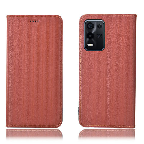 Funda de Cuero Cartera con Soporte Carcasa H23P para Oppo K9X 5G Marron