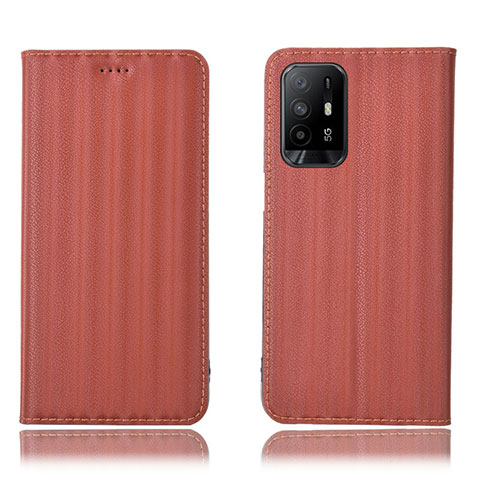 Funda de Cuero Cartera con Soporte Carcasa H23P para Oppo Reno5 Z 5G Marron