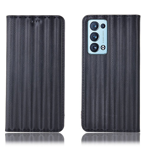 Funda de Cuero Cartera con Soporte Carcasa H23P para Oppo Reno6 Pro 5G Negro