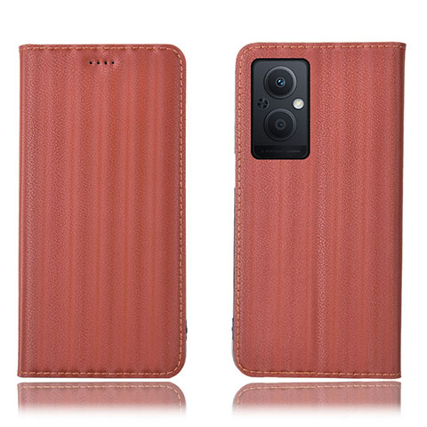 Funda de Cuero Cartera con Soporte Carcasa H23P para Oppo Reno7 Lite 5G Marron