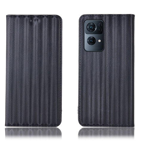 Funda de Cuero Cartera con Soporte Carcasa H23P para Oppo Reno7 Pro 5G Negro