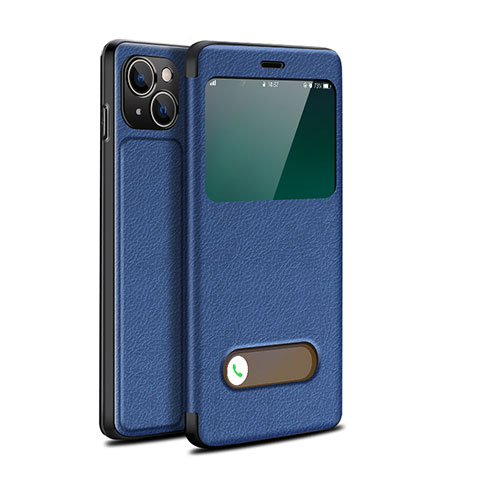 Funda de Cuero Cartera con Soporte Carcasa H24 para Apple iPhone 13 Azul