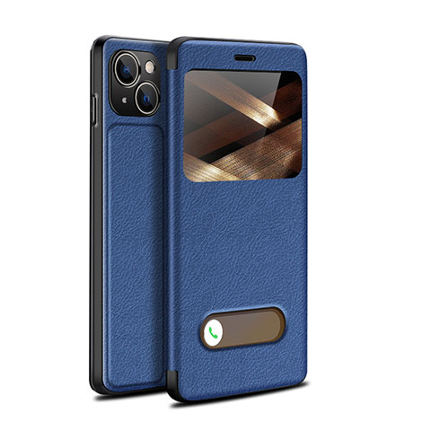 Funda de Cuero Cartera con Soporte Carcasa H24 para Apple iPhone 15 Azul