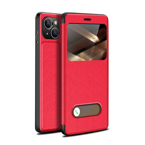 Funda de Cuero Cartera con Soporte Carcasa H24 para Apple iPhone 15 Rojo