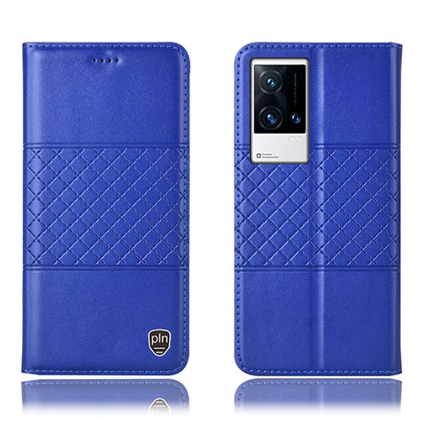 Funda de Cuero Cartera con Soporte Carcasa H27P para Vivo iQOO 8 5G Azul