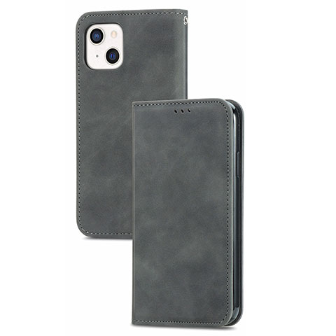 Funda de Cuero Cartera con Soporte Carcasa H30 para Apple iPhone 15 Gris Oscuro