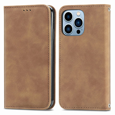 Funda de Cuero Cartera con Soporte Carcasa H30 para Apple iPhone 15 Pro Max Marron